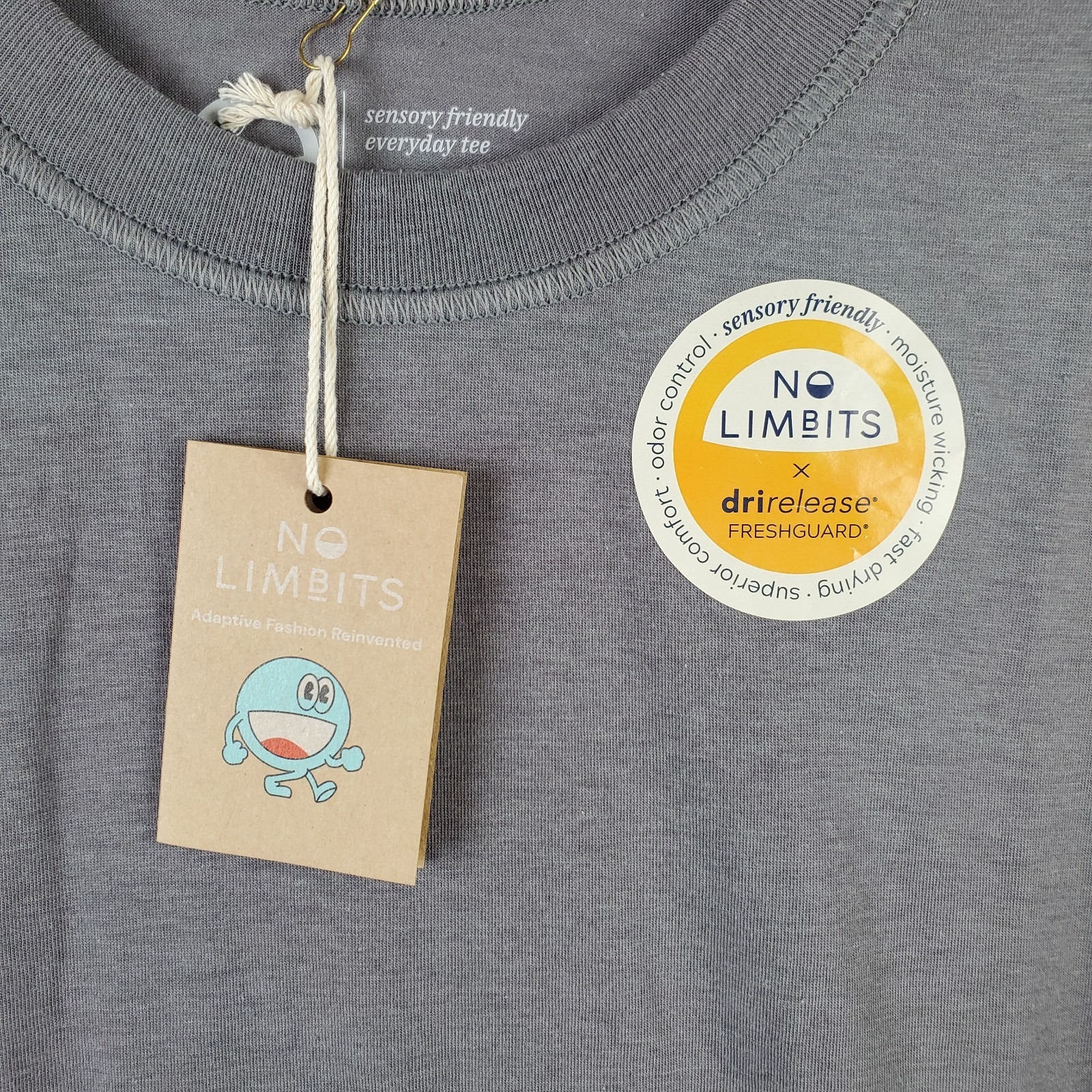No Limbits Drirelease Freshguard Tee Shirt Mens M Gray Logo Crew Neck Pullover — image 2 of 7